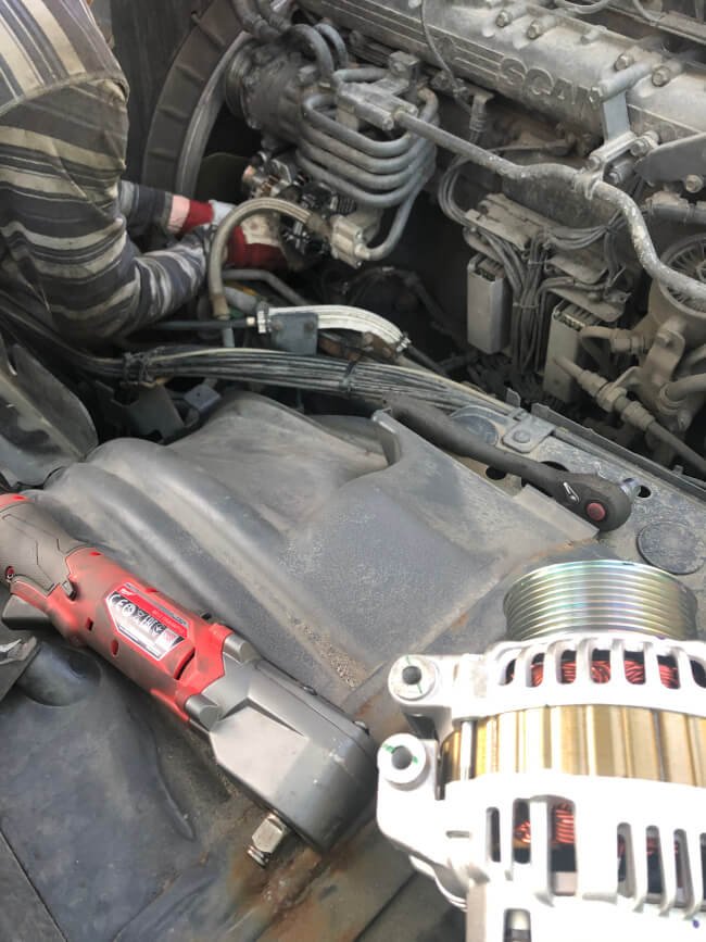 repair of alternator failure in a truck